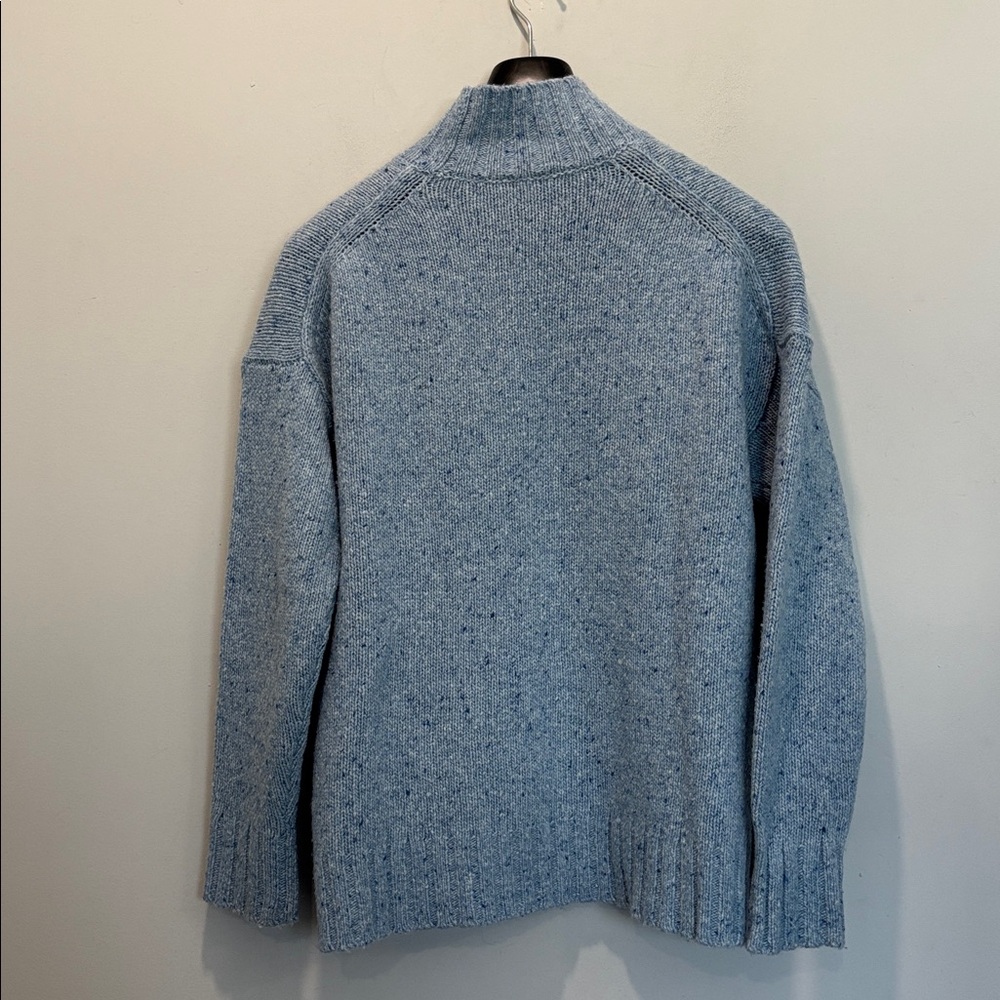 J.Crew Blue Merino Wool Chunky Knit Mock Neck Sweater Turtleneck Oversized Small - Picture 5 of 14